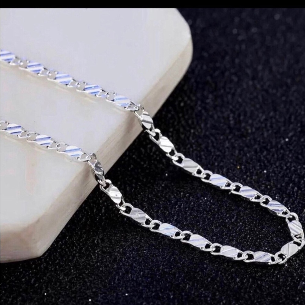 Sterling Silver Flat Figaro Style Necklace - 20”